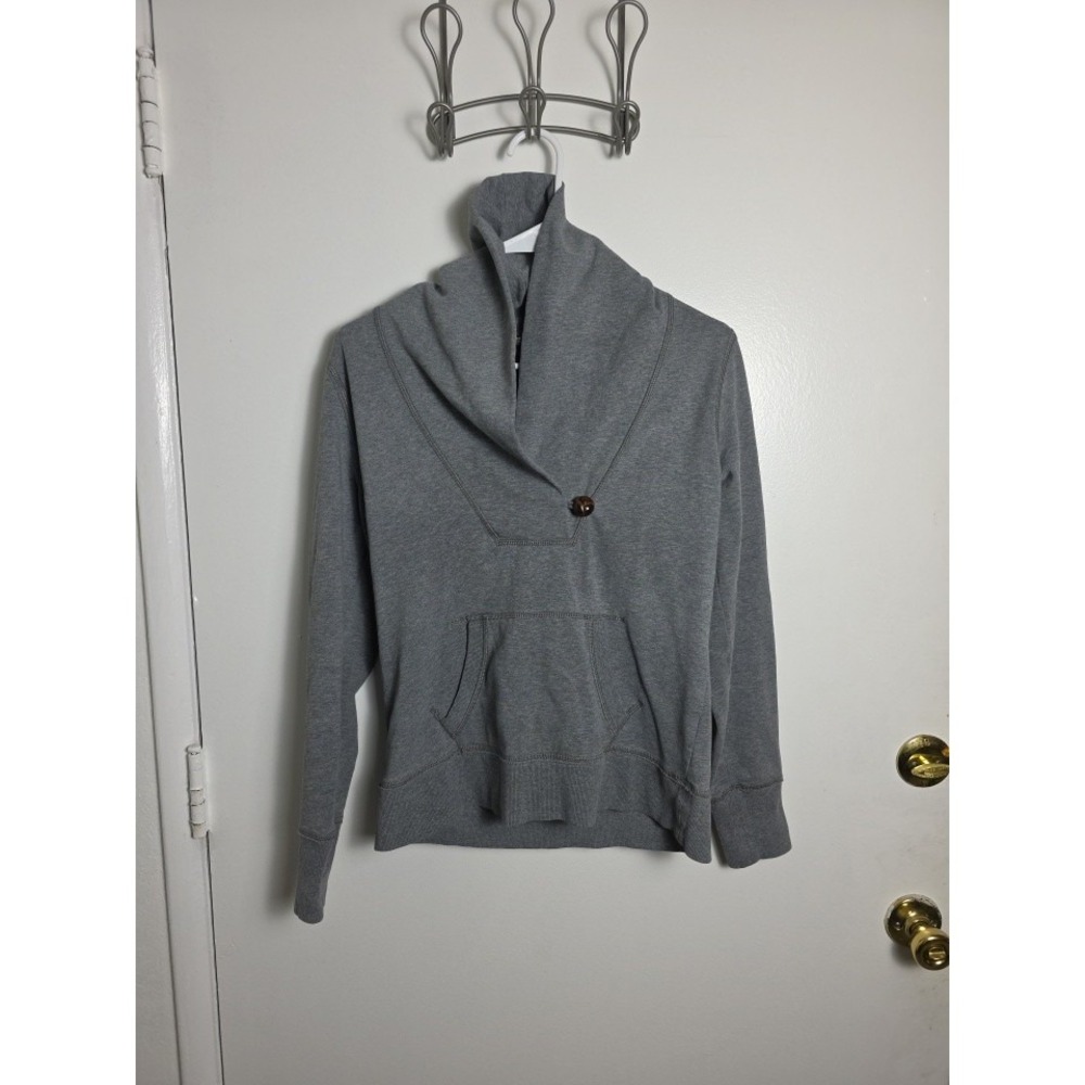 Eddie Bauer Sweatshirt Womens Petite Med Gray Cowl Neck Outdoor Stretch Pullover